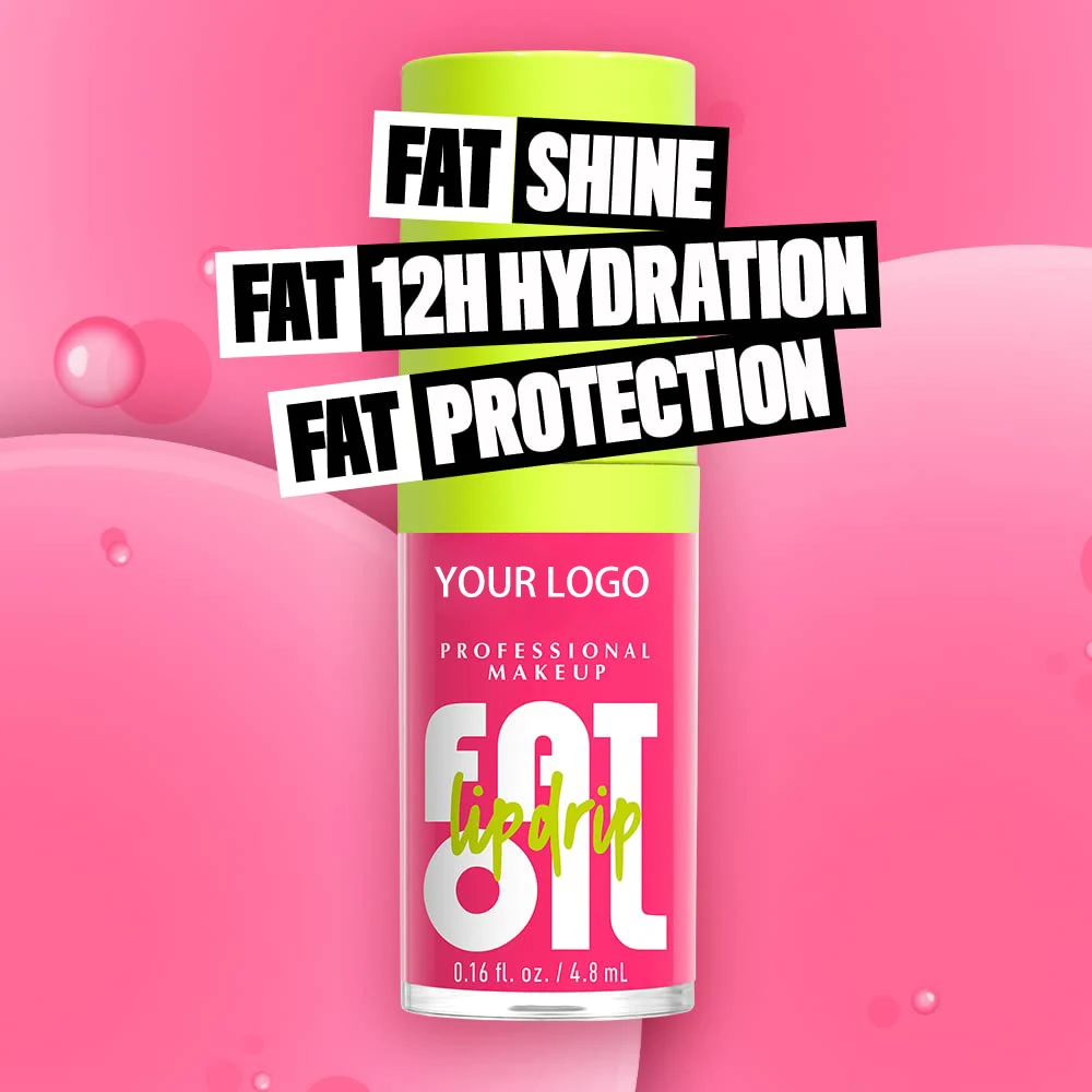 Wholesale Vegan Fat Oil Lip Drip Moisturizing Shiny Vegan Tinted Lip Gloss Private Label