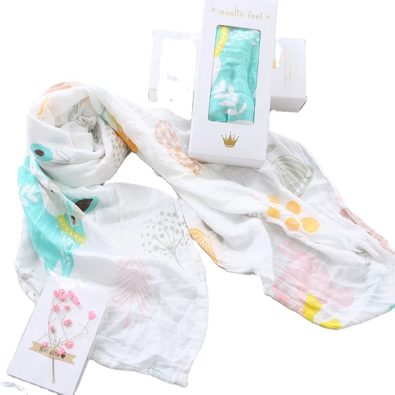 Детское Двухслойное Пеленальное Одеяло из 100% бамбукового хлопка и муслина для маленьких девочек и мальчиков из органического хлопка