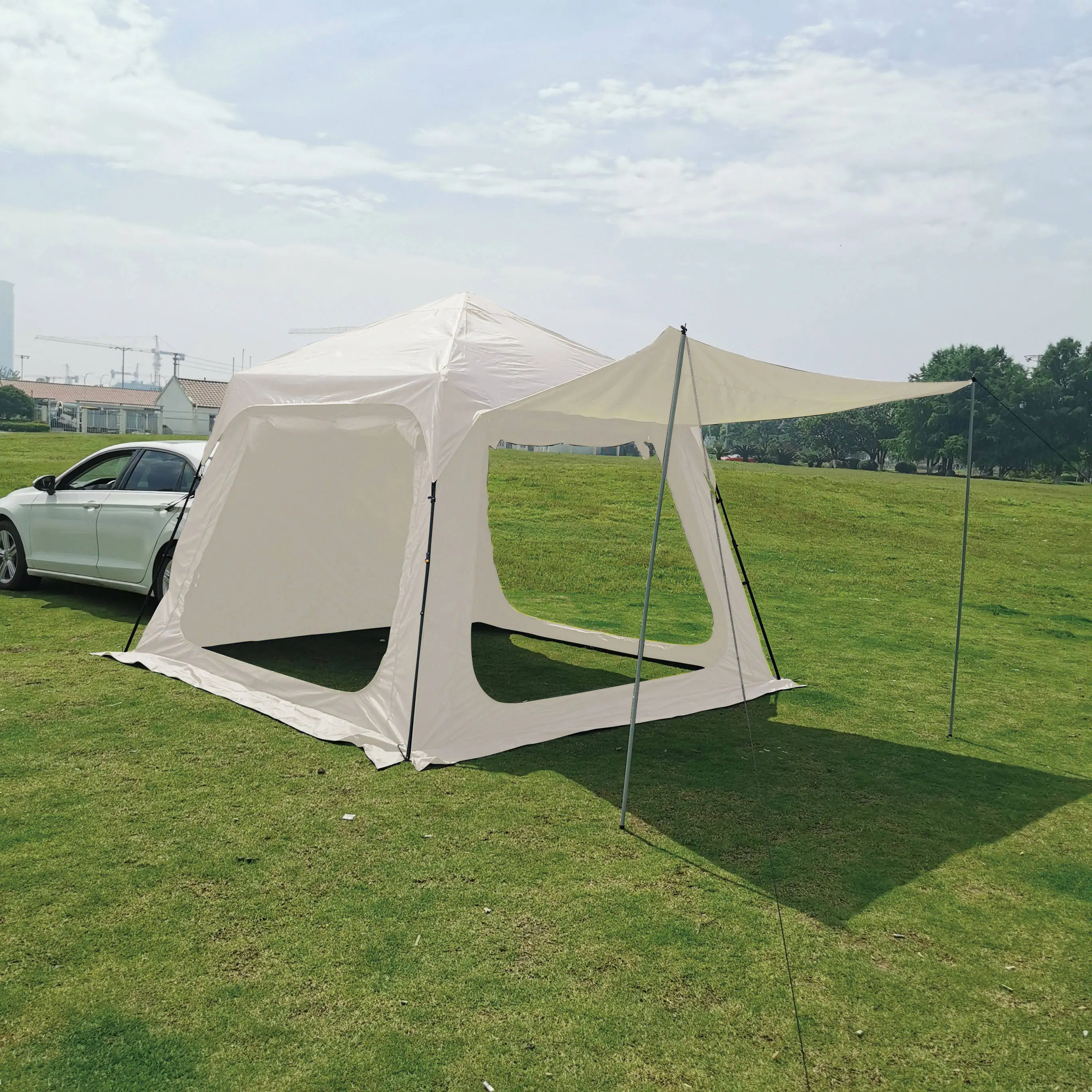 Portable Outdoor 210D Oxford PU Automatic Quick Opening Car Tailgate Tent Shade Tent SUV Car Rear Tent for Camping