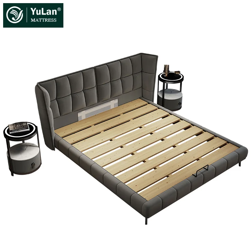 High Quality Modern Design Bedroom Furniture Set  King Size Leather King Beds