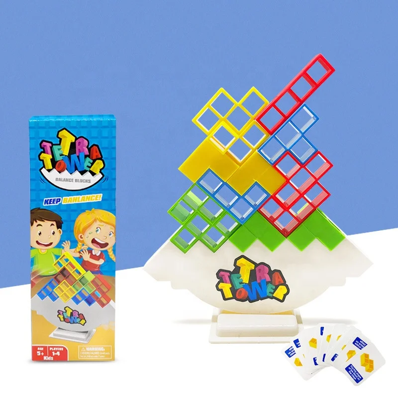 48pcs Kids Children Plastic Tetras Tower Game Balance Stacking Building Blocks Board Puzzle Game Educational Toys For Kids
