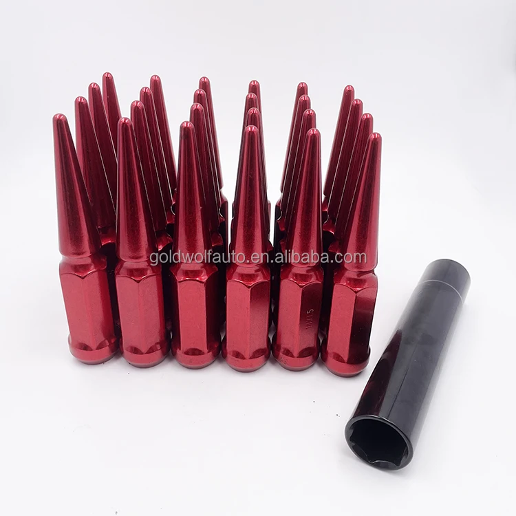 24pcs wheel nut with black socket 14*1.5 spike lug nut