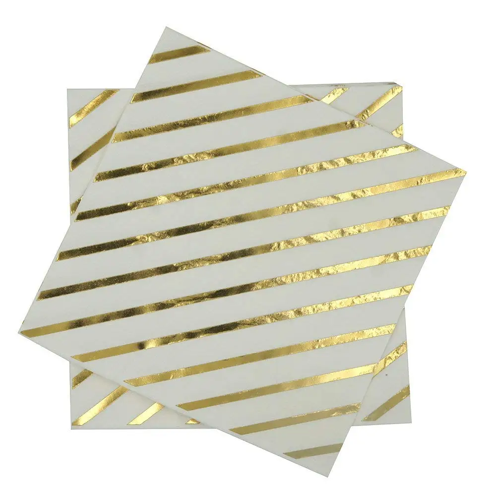 OEM 100-Pack Cocktail Napkins - Disposable Paper Party Napkins in 5 Assorted Designs Gold Foil Designs - Perfect for Birthday
