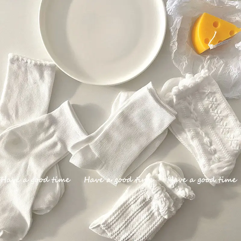 High quality baby girl socks cute school uniform white socks in bulk cotton baby ruffle socks