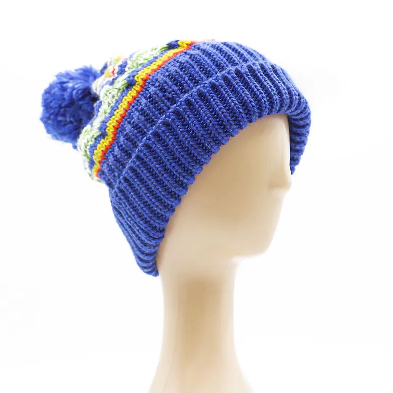 Promotional Cheap Plain Unisex Adults Loose Beanie Knit Pom Pom Winter Hats