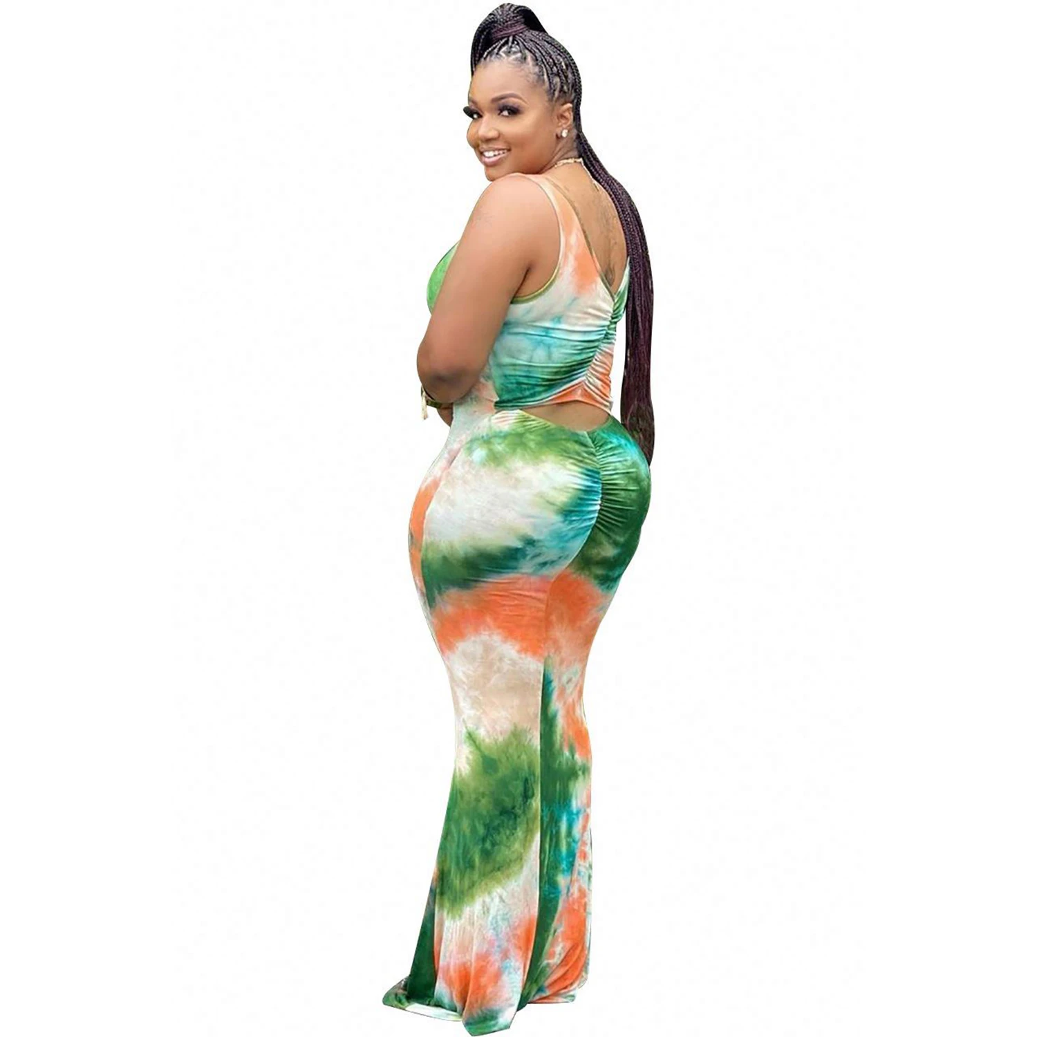 
Wholesale 2021 Fashion Tie Dye Sundresses Women Maxi Casual Sleeveless Summer Long Dress Sexy Plus Size Dresses 