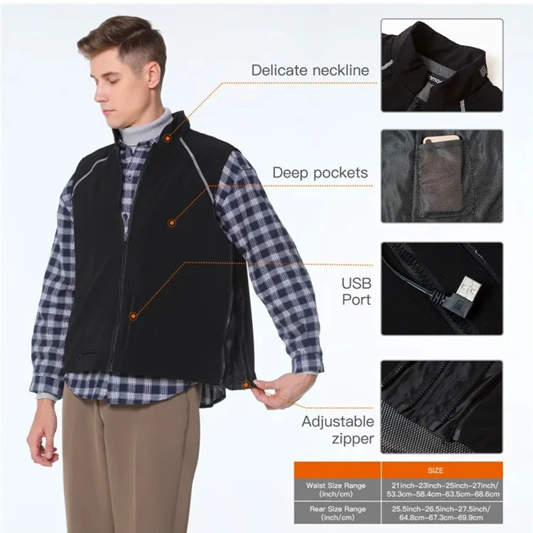 Autumn And Winter Smart Heating Cotton Vest Usb Saft Heated Vest (Battery Not Included)