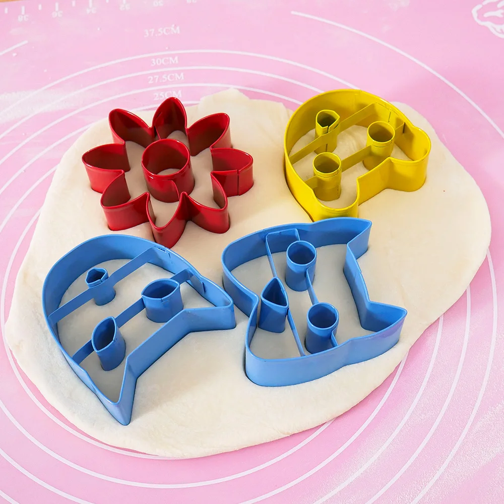 Пользовательские инструменты для выпечки, 3D формочка для печенья из нержавеющей стали, в форме кота и собаки, в форме цветка, набор для печенья для детей