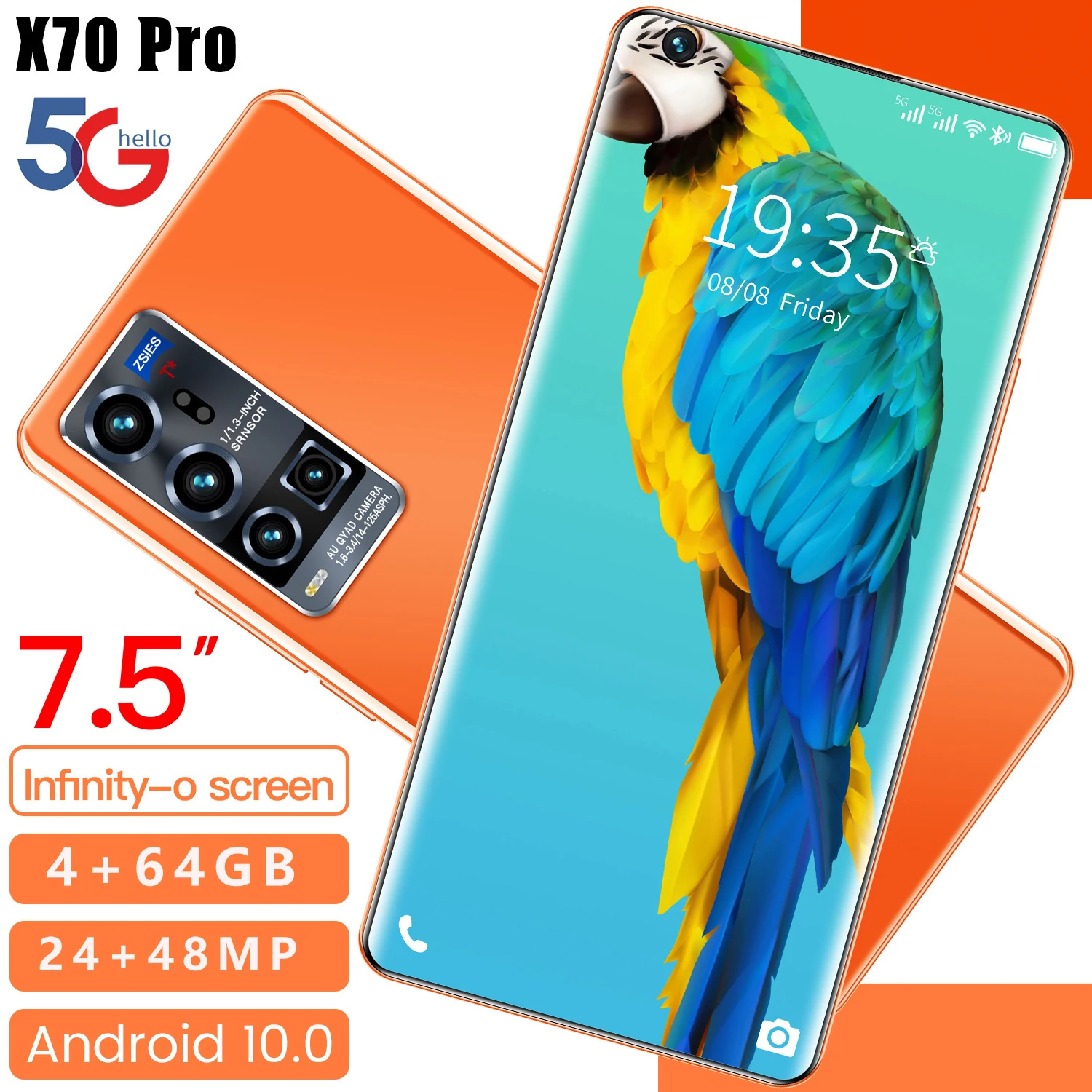 Global smartphone x70pro 5600mAh super large battery capacity 24 + 48mp front and rear HD camera Android 10.0 smartphone NEW