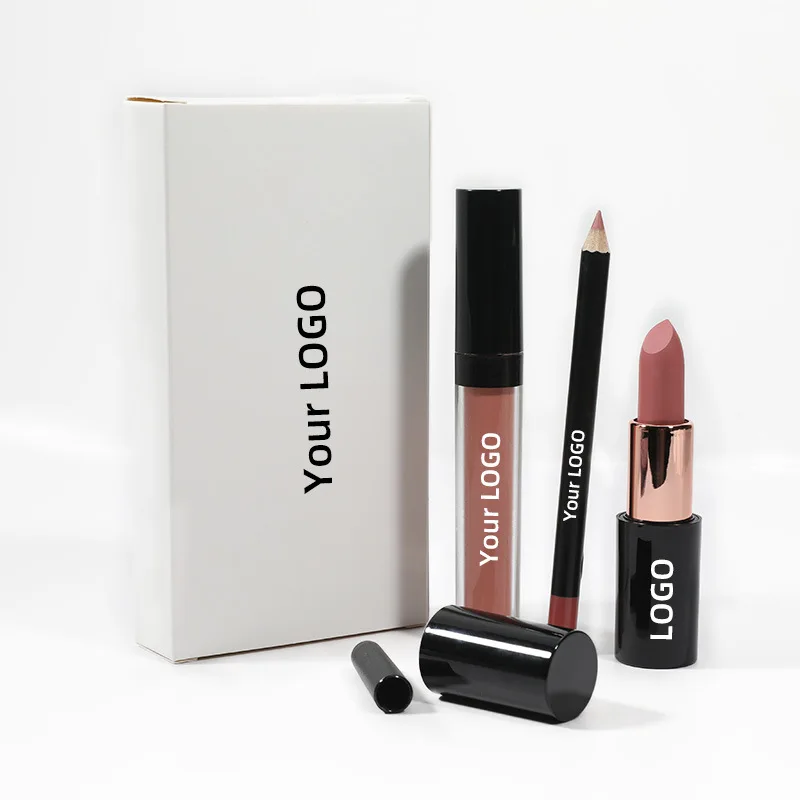 3 Pcs Lipstick Set Lip Liner and Liquid Makeup