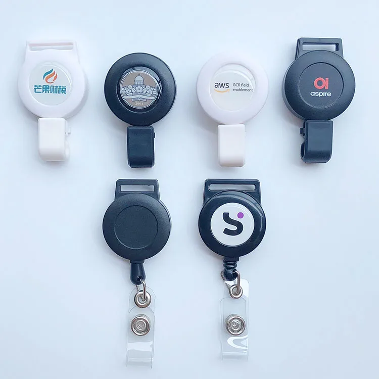 High Quality Retractable Durable Yoyo Badge Reel Badge Holder Metal Hook Custom Size or 3.2cm Diameter Round or Custom Shape