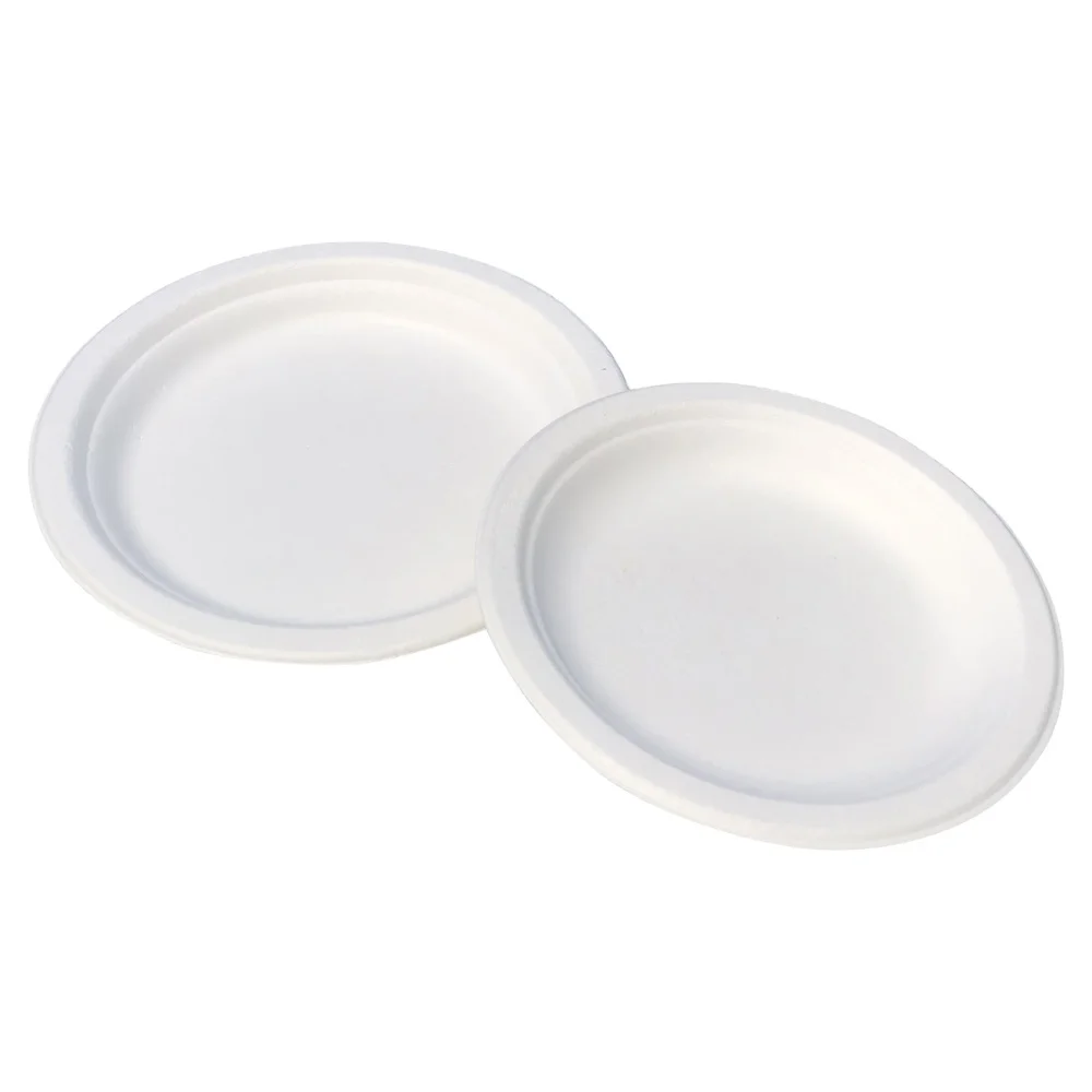 Widely Used Superior Quality Biodegradable Food Flat Plate Disposable Plates Sugarcane Bagasse Food Plates 6 inch