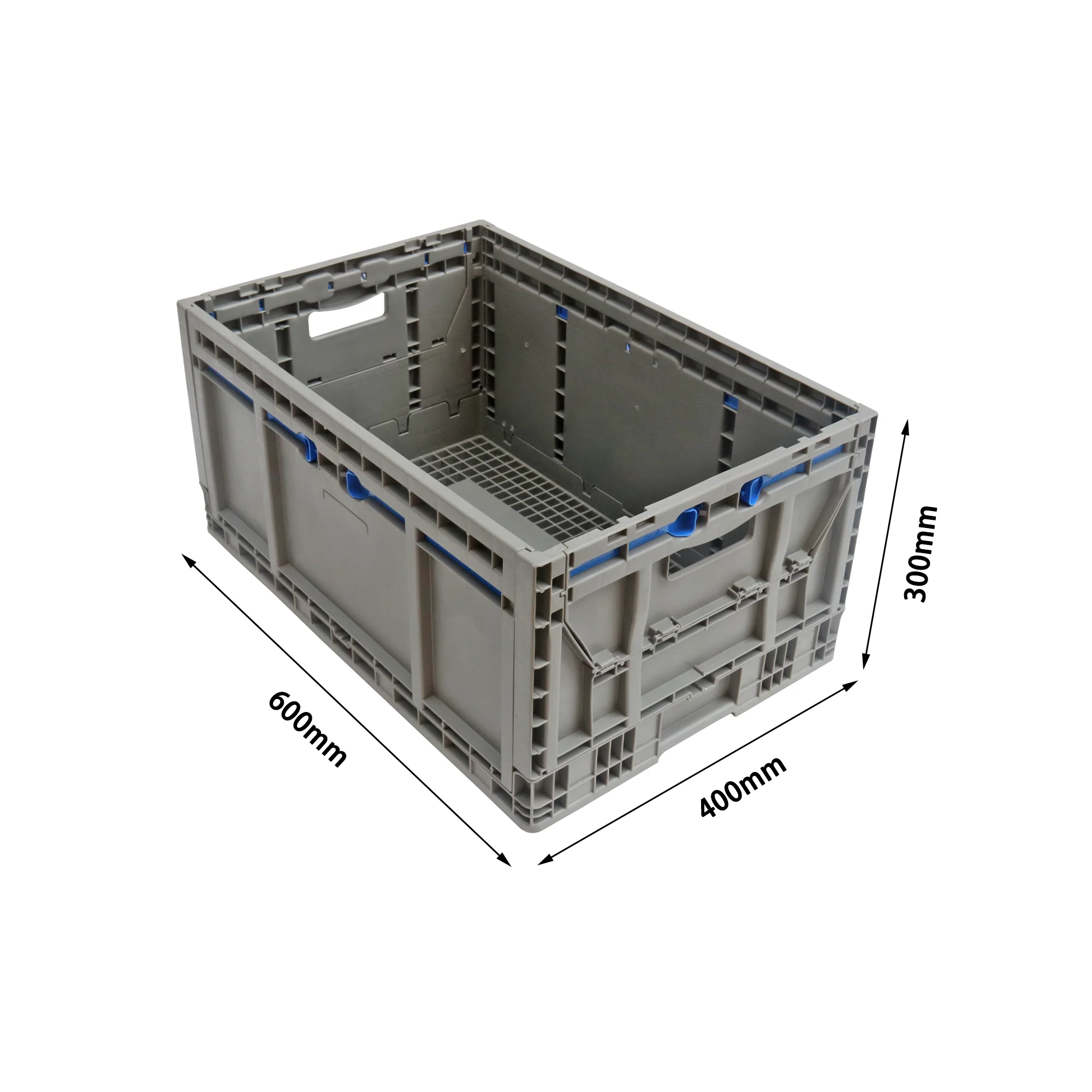 QS 600*400*300 vegetable foldable collapsible crate crates foldable collapsable plastic collapsible storage box with window