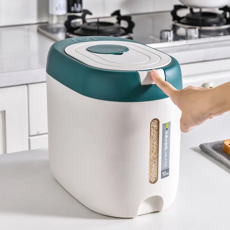 Hot Sale 5 10kg Kitchen Plastic Food Storage Container Moisture-proof Insect-proof Airtight Rice Bin Rice Barrel For Beans Grain