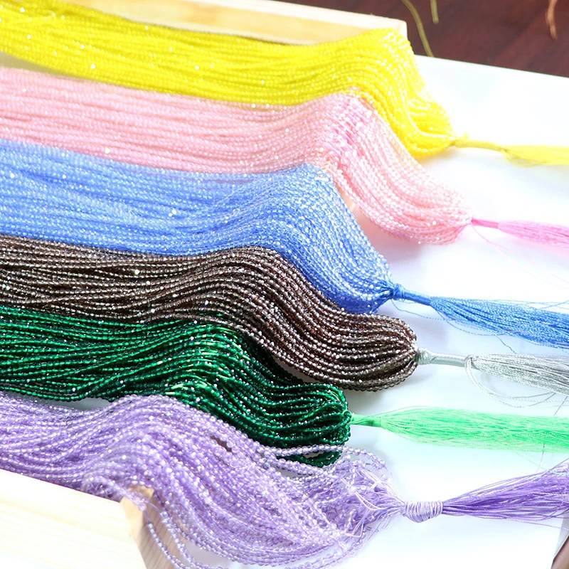 Оптовая продажа 2 мм хрустальные бусины с двумя отверстиями, цветные прозрачные стеклянные круглые бусины для изготовления ювелирных изделий