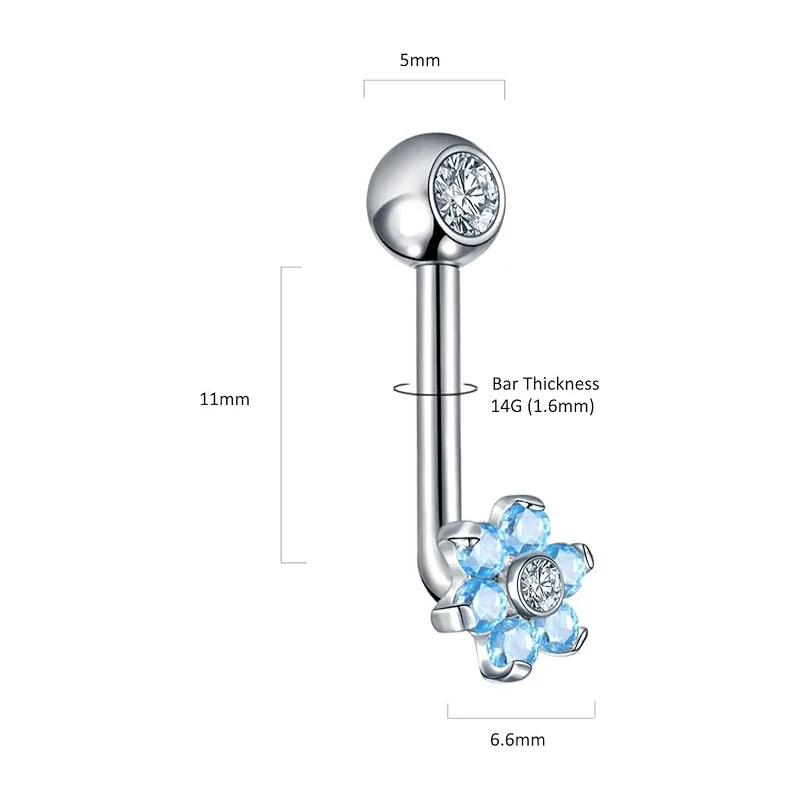 Getta 14G Solid Titanium Christina Piercing Barbell flower VCH Ring Bar Genital Jewelry Vertical Hood piercing for women