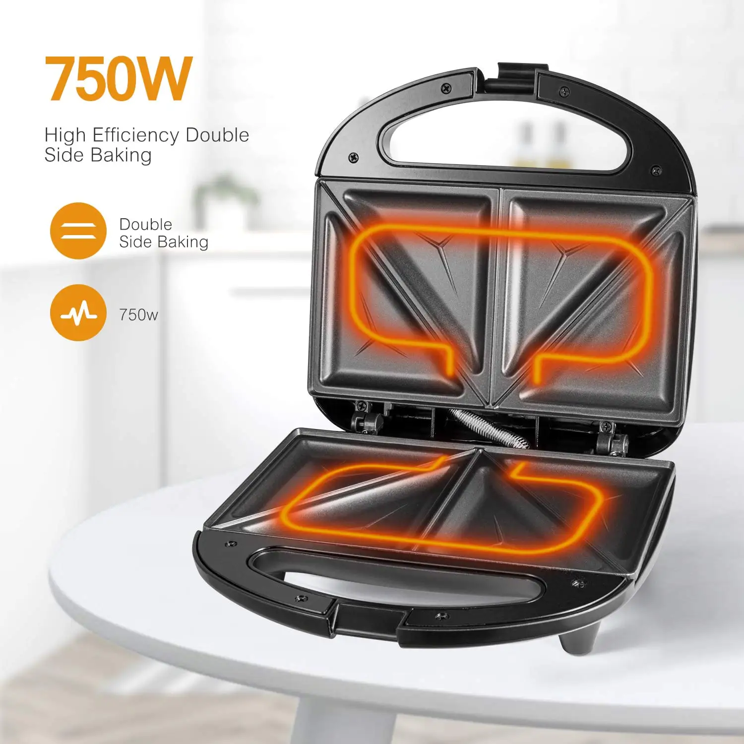 Detachable Breakfast Sandwich Maker 6 in 1 Toaster 3 In 1 Non Stick Sandwich Maker With Cool Touch Handle Waffle Maker
