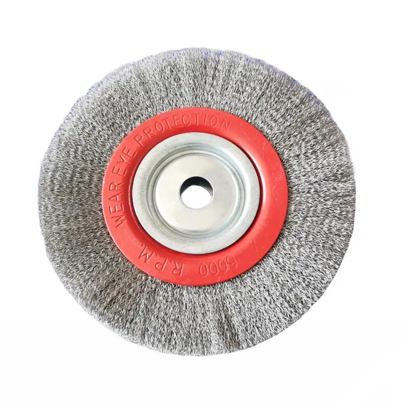 Long Life 6 Inch OD Crimped Wire Stainless Steel Wire Polishing Brush Wheels