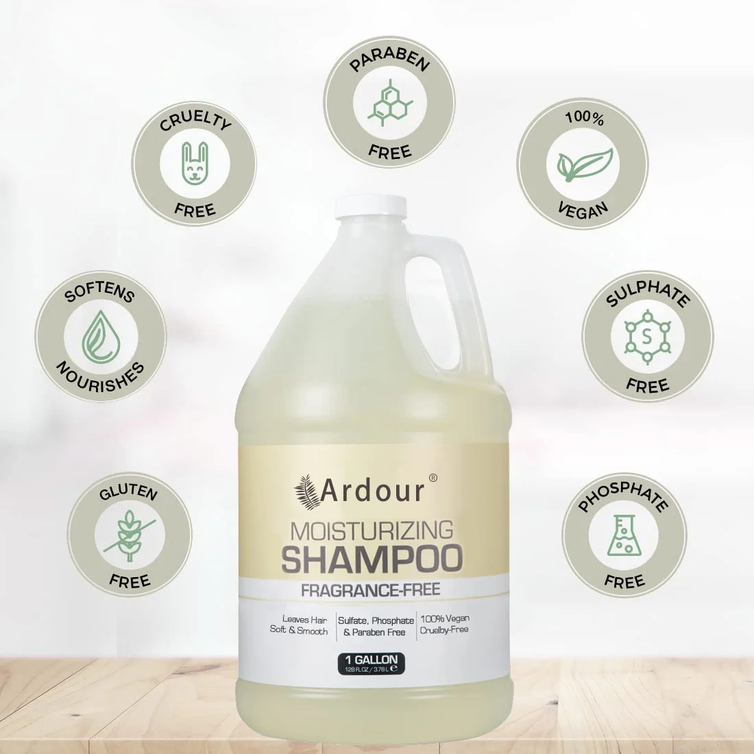 Moisturizing Shampoo for All Hair Types, 100% Vegan & Cruelty-Free, Fragrance Free, 1 Gallon (128 fl oz) Refill