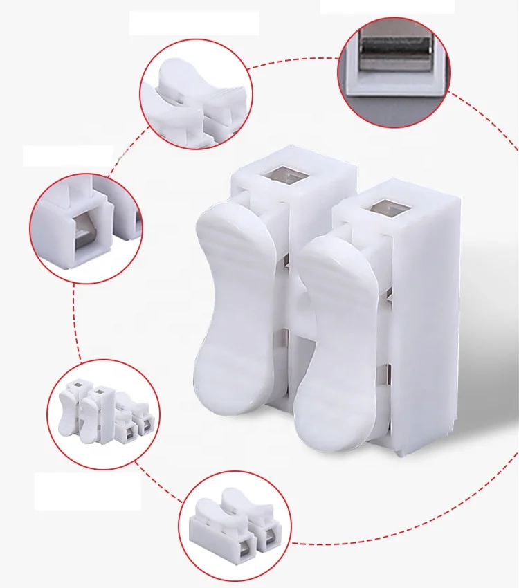 Best Quality Two Three-Position Pressing Terminal Block For LED Lighting White 2 Pin 3 Pin Quick Cable Wire Connector