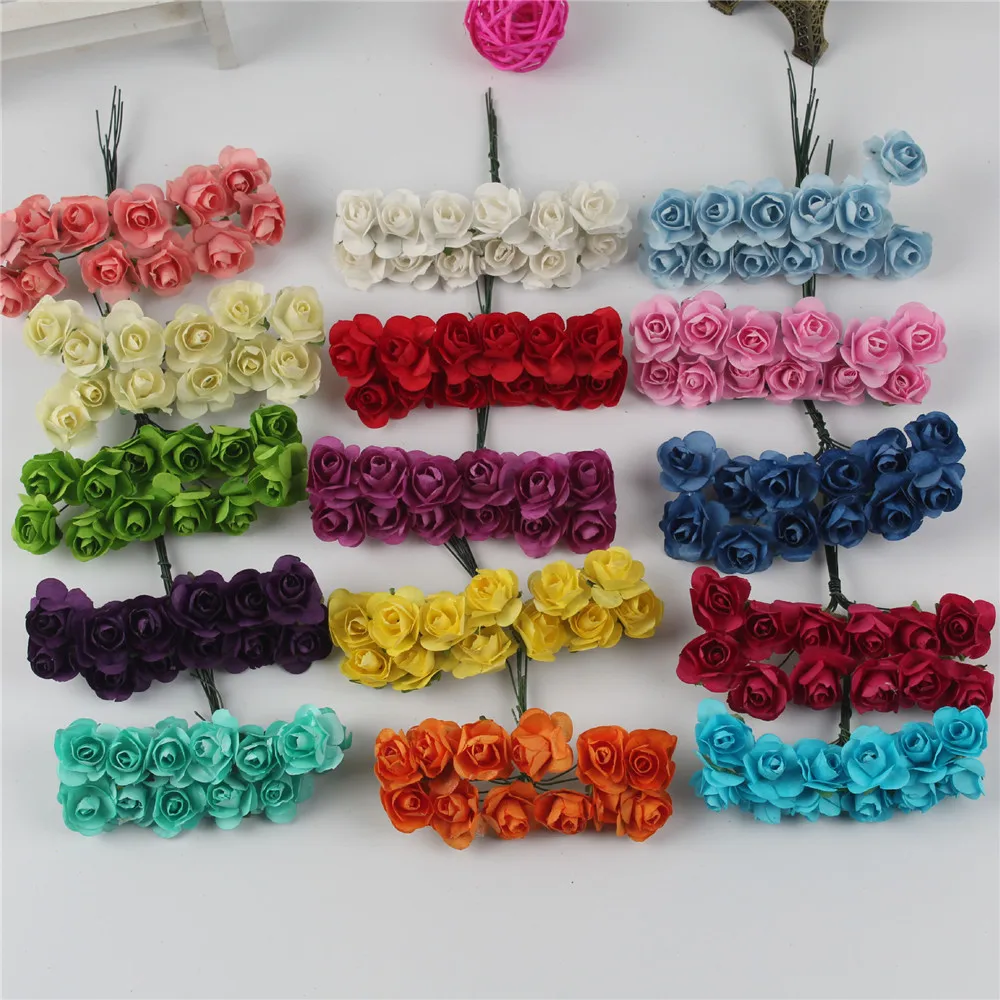 M03386 Wholesale Hand Made Small Roses Paper Flowers Head Artificial Mini Rose Paper Flower For Decoration