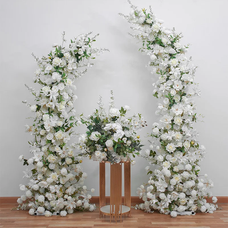 Wholesale Custom Wedding Backdrop Flower Arrangement White Artificial Floral Decor Horn Arch Flowers for Arch Decor with Flower