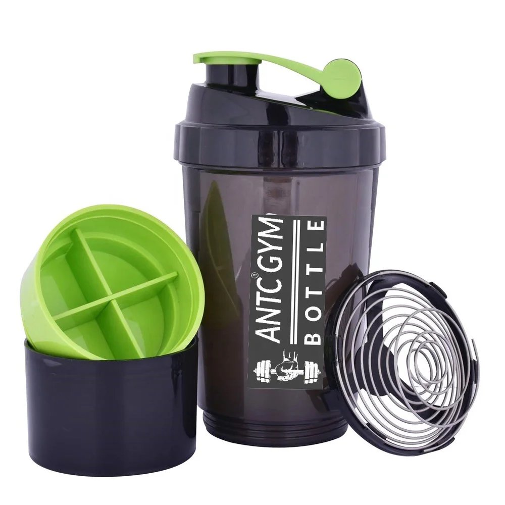 500ml Bpa Free Nutrition Bottle Gym Sports Protein Shaker Cup Water With Storage Container and Pill Box