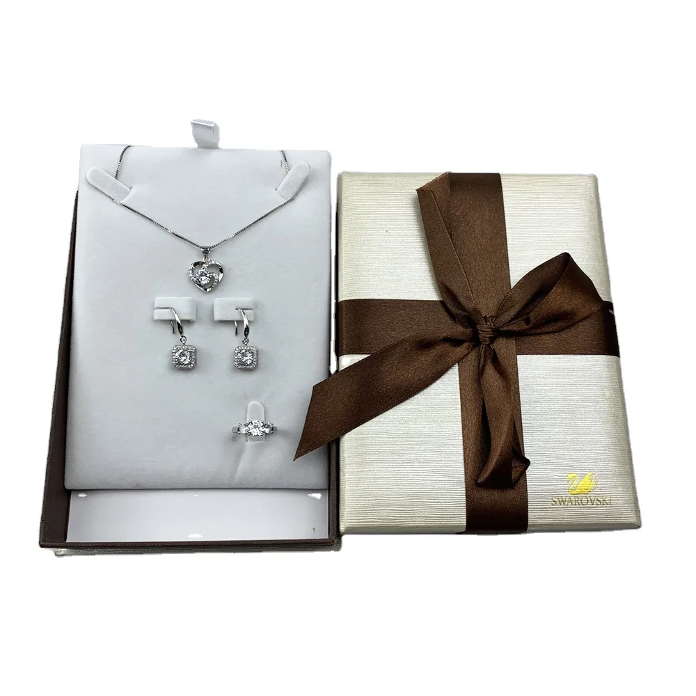 high quality  specialty  paper gift jewelry hat box with ribbon and  foam velvet insert for jewelry display