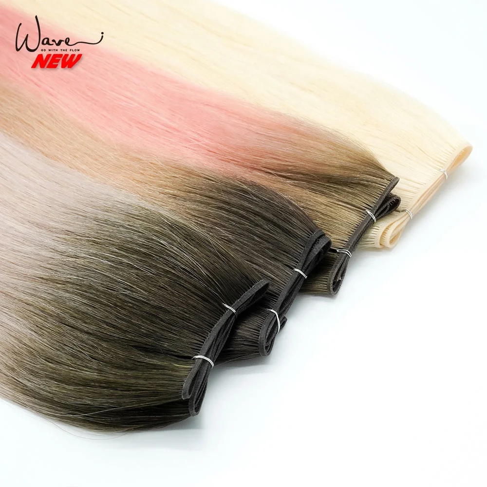 2023 New Design Super Seamless Pu Hair Weft Thin Blonde Human Hair Genius Weft Hair