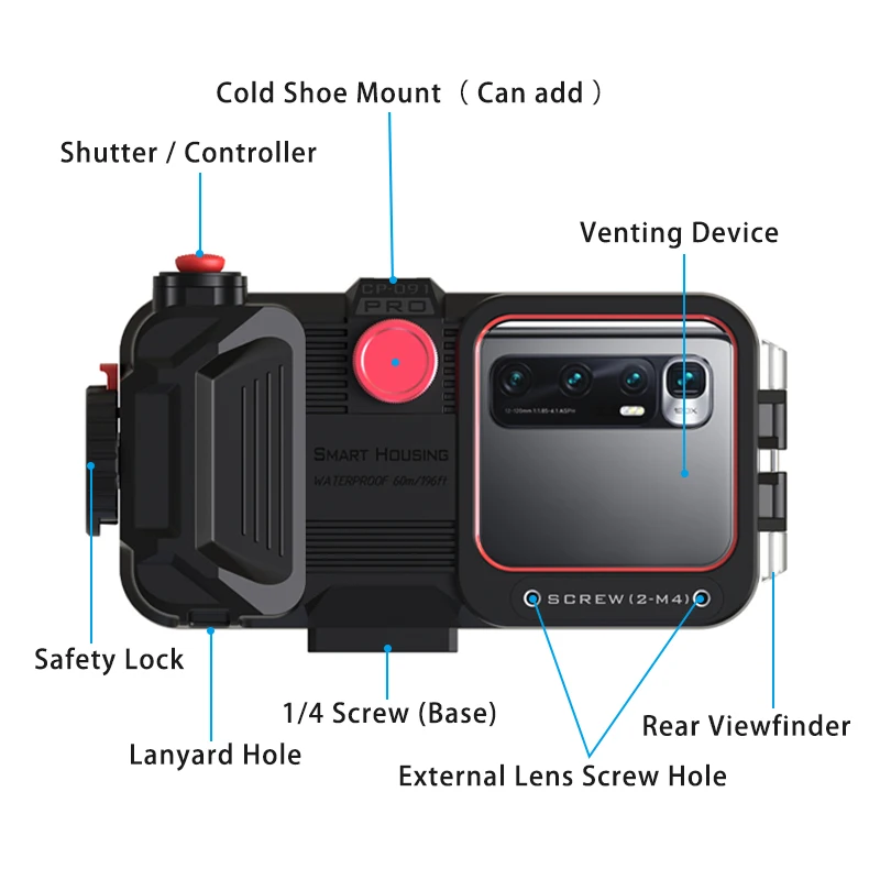 2022 New Creative Professional IPX8 40M/130FT Super Waterproof Deep Diving Phone Housing Case For Android IOS Universal