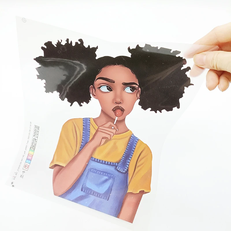 Black girl offset plastisol screen print dtf heat transfers t shirts custom printing heat transfer sticker for clothing