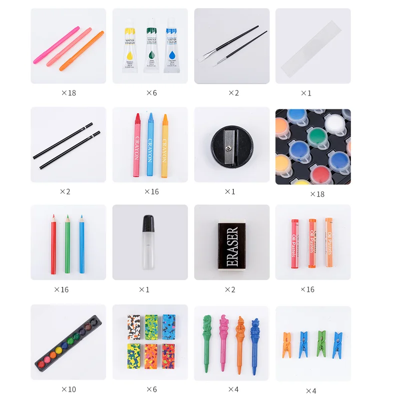 123pcs Watercolor Wooden Box with Oil Pastels Crayons Colored Pencils  Non-Toxic Markers Pen Colour Pencil Children Drawing Set