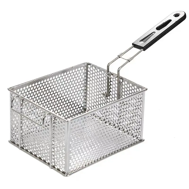 Popular Mini Fry Basket Punched Fine Hole Frying Basket Fish Turkey Fry Basket