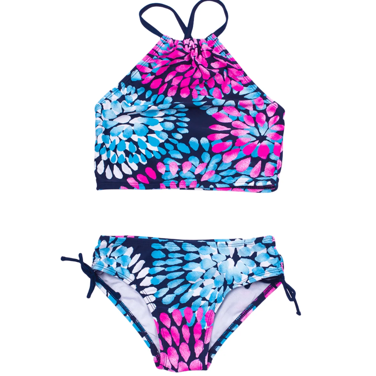 Factory wholesale 2023 summer new one shoulder halter bikini split two piece suit girls cute swimsuit