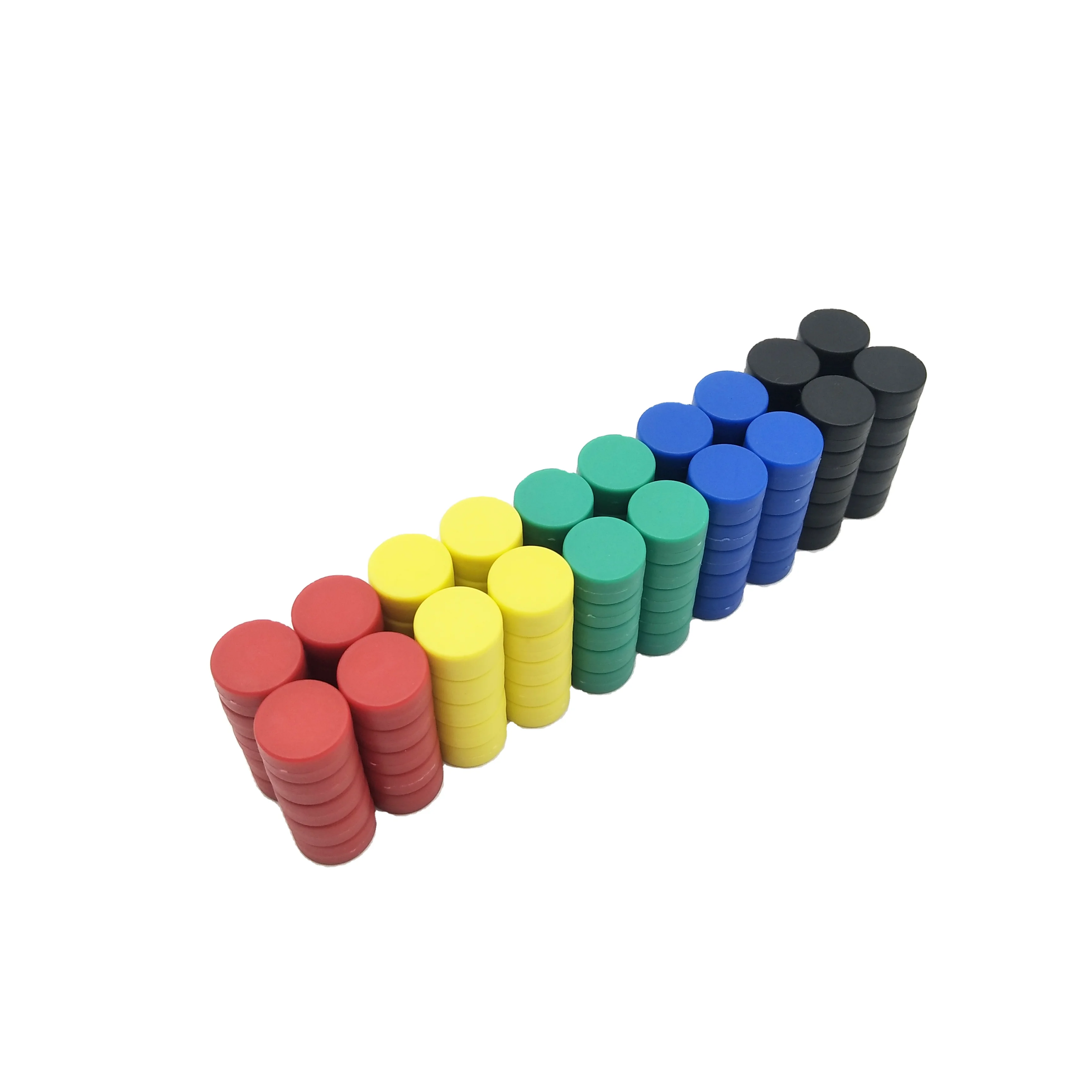 Hotsales Colorful D12.7x6.35mm Button Neodymium Magnets with Plastic Coated for Whiteboard
