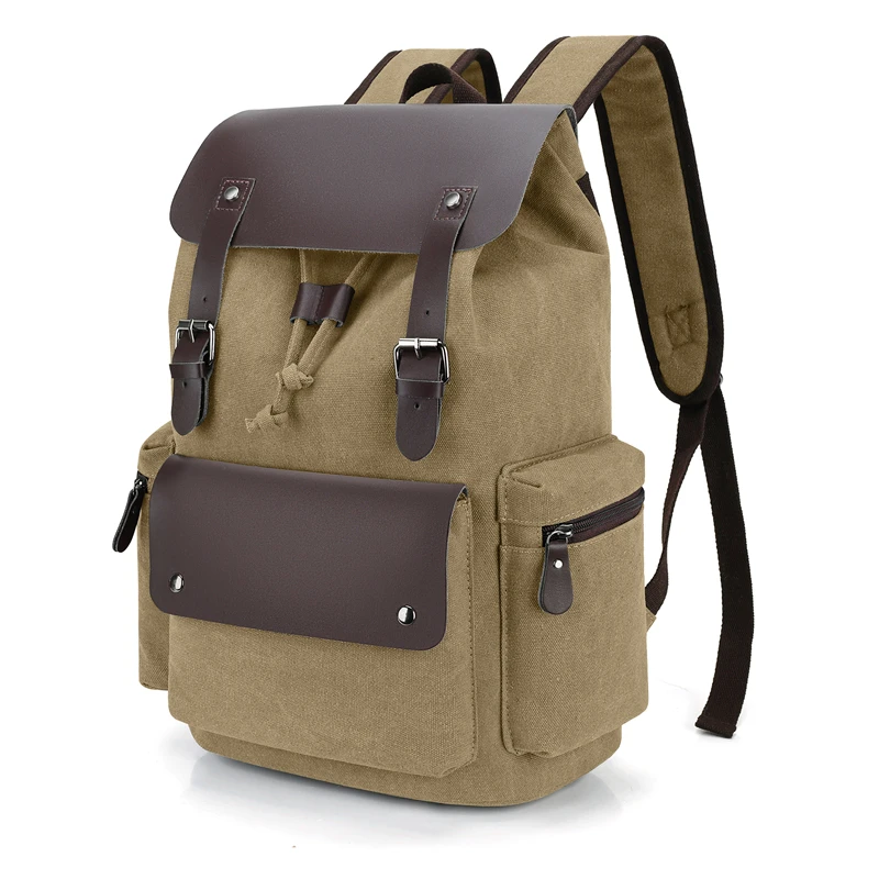 Vintage Canvas Casual Backpack 15.6 inch Laptop Backpack Mochilas Mens Canvas Travel Backpack