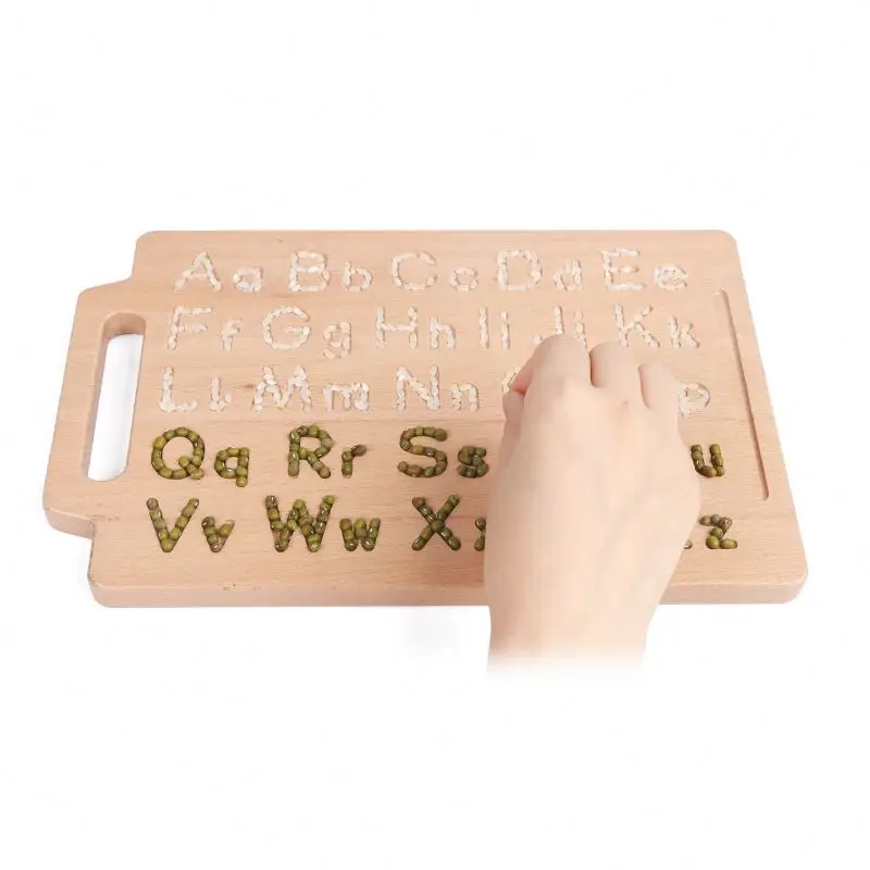 Montessori Gift Alphabet Number Abc Educational Toy Game Double-Sided Wooden Letters Practicing Puzzle Board