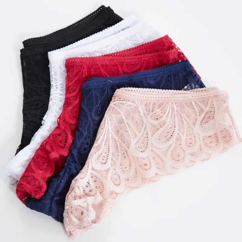 Lady Briefs S-L Size Sexy Panties Lace Intimate Women Lingerie Thongs Solid Underwear Fashion Underpants Breathable G-string