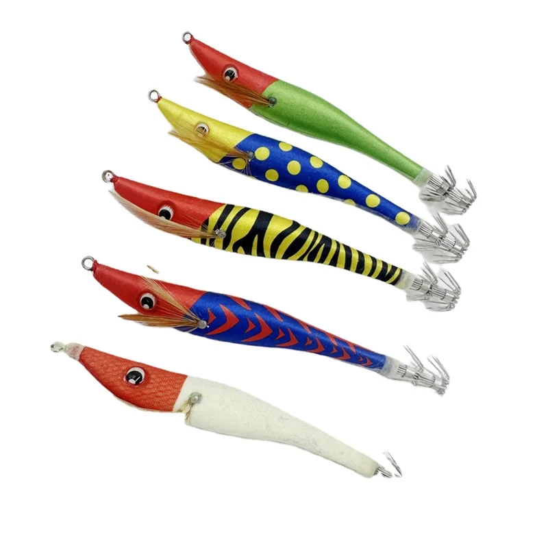 Newoem 100g/120g Glow Squid Hook Bait Deep Sea Wooden Shrimp Cuttlefish Bait With Japan Tube Hook Light Fishing Lures