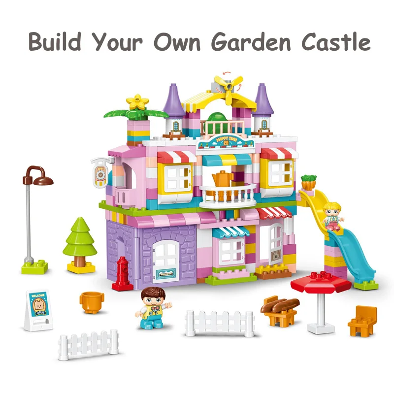Kids Construction House Model Bricks Toy Creative  Figures Castle House Villa Building Block Set