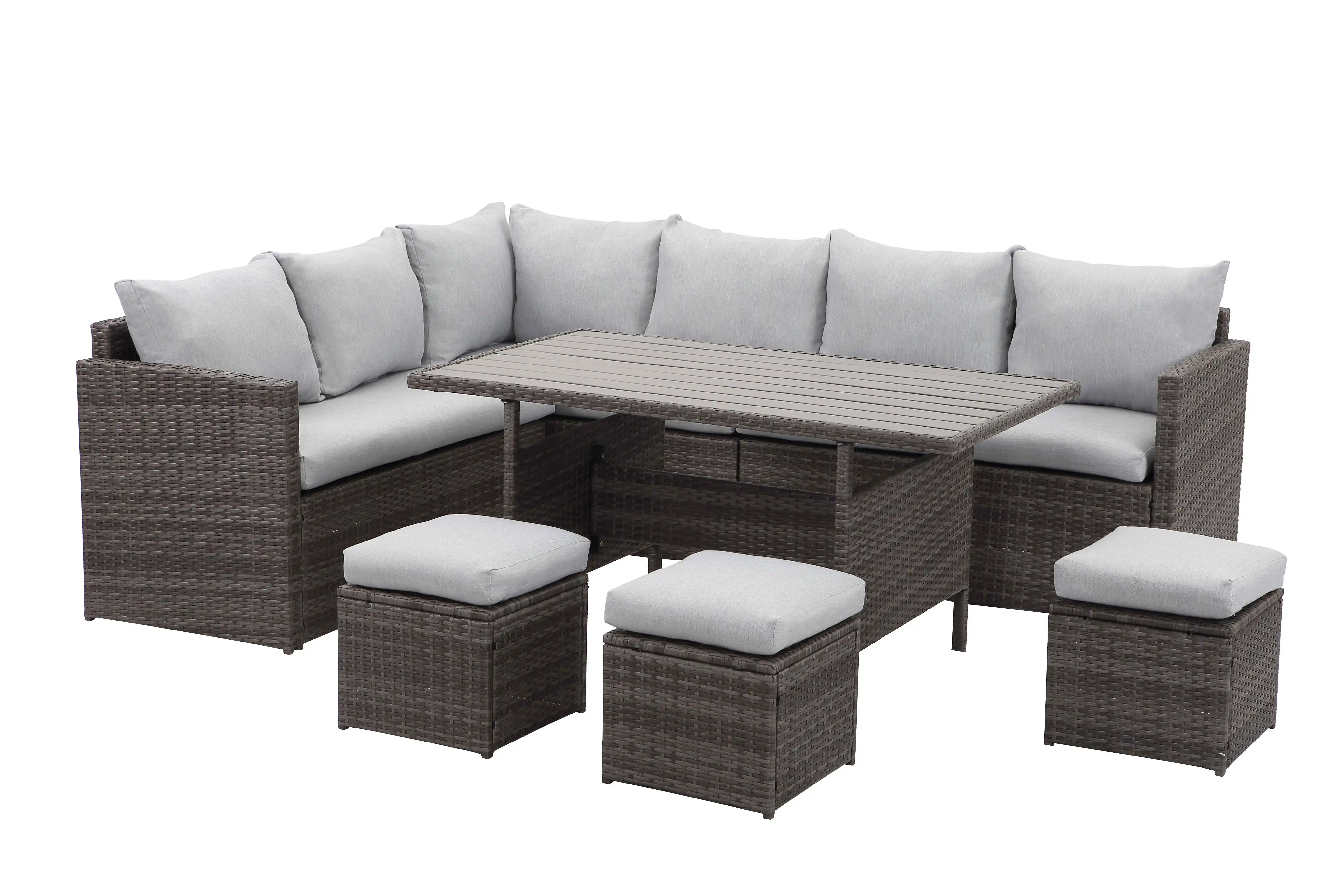 Whole sale backyard  rattan outdoor garden sets sofa with plastic table top