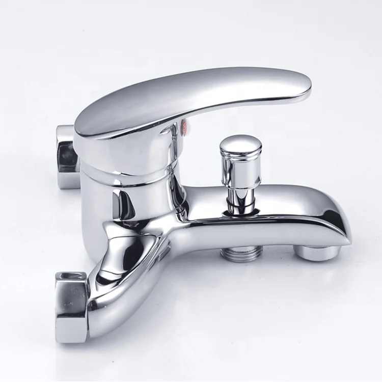 Single lever chrome finish brass shower faucet wall mounted bath mixer tap