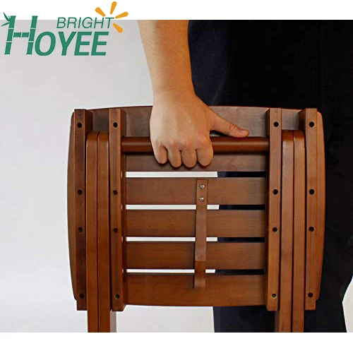 Wholesale factory direct Natural Folding Stool Shower Bench Seat Fully Assembled Teak Shower Seat Foldable Wood seat