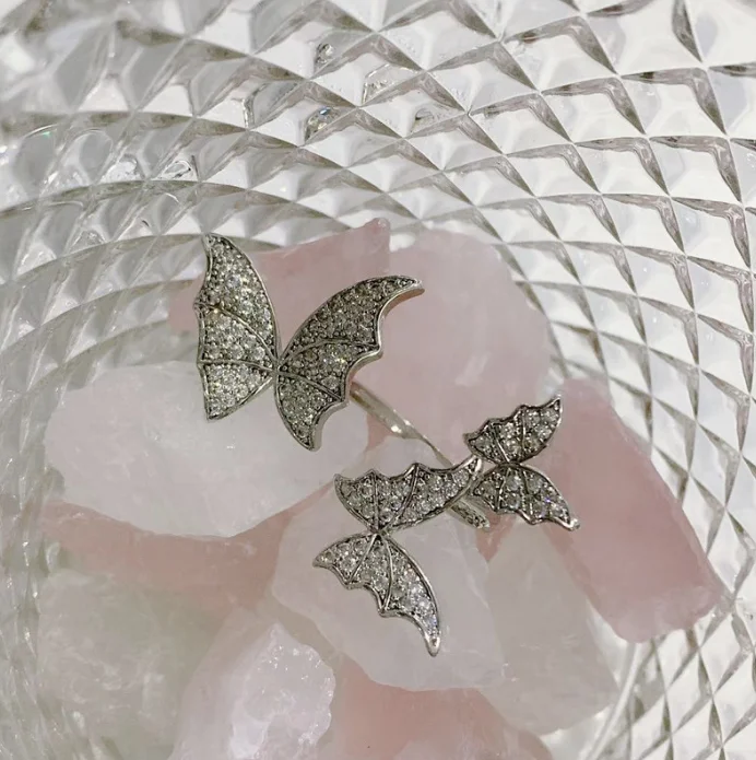 
XG1719 Zircon diamond stereo double butterfly ring so cool and sweet finger ring 
