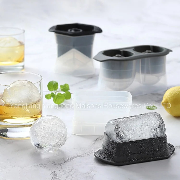 Maisons Silicone Leak-Free Ice Ball Maker with Lid for Whiskey Ice Cube Mold Tray