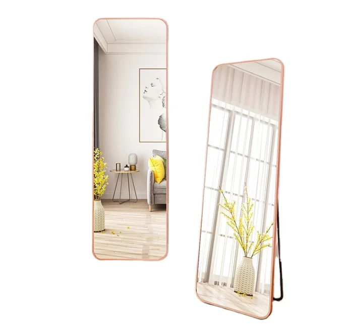 Free Aluminum Alloy Metal Framed Full Length Safe Standing Dressing Floor Mirror For Bedroom Room
