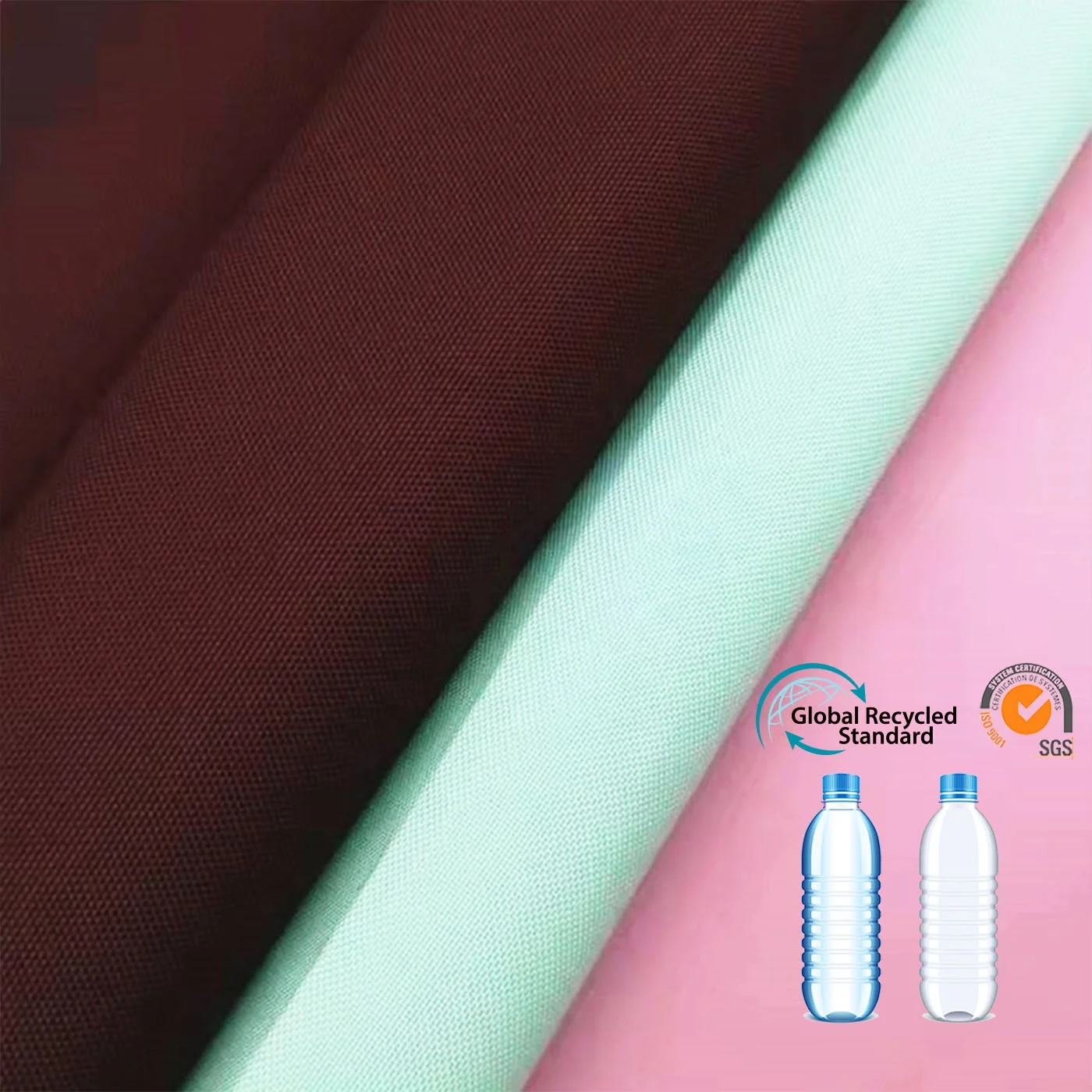 
 Recycled yarn waterproof PU coated 100 recycled polyester plastic bottle 600D recycled pet recycled bags fabric  