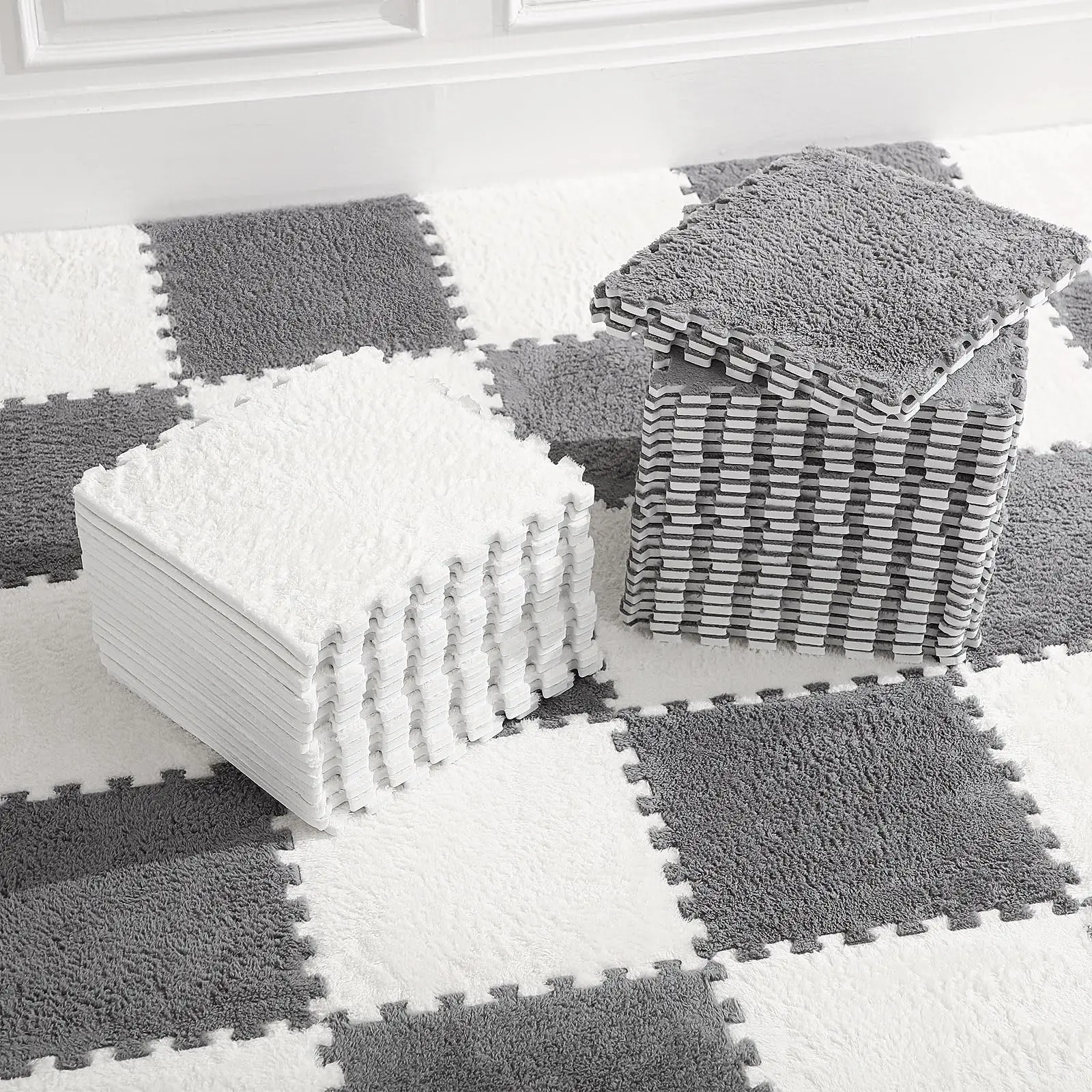 2024 Carpet Floor Rug Plush Foam Mat EVA Baby Crawling Soft Warm Carpet Puzzle Mat Washable Soft Mat