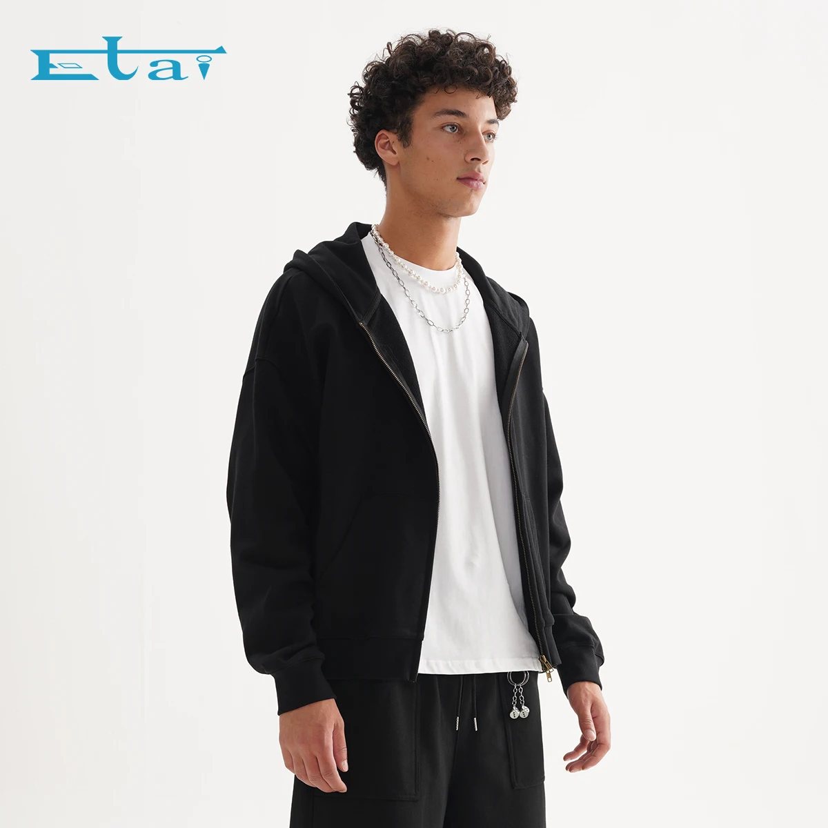 Essentials Hoodies Vintage Unisex Drop Shoulder 100% Cotton 400Gsm Jacket Boxy Zip Up Hoodie With Double Layer Hood Front Pocket
