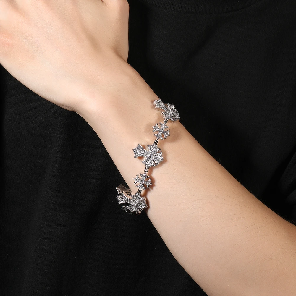 Custom infinite Link Chain Cross Bracelet Micro Pave 5A Cubic Zirconia Bling Iced Out Men Women Bracelet Hip Hop Fashion Jewelry